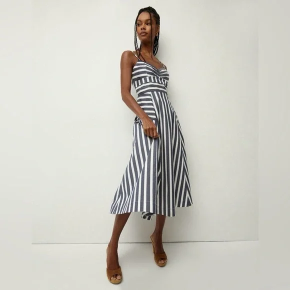 veronica beard blige stripe a line midi dress Flowy A-Line Maxi Dress  Women's Clothing in Light Olive  Reistor